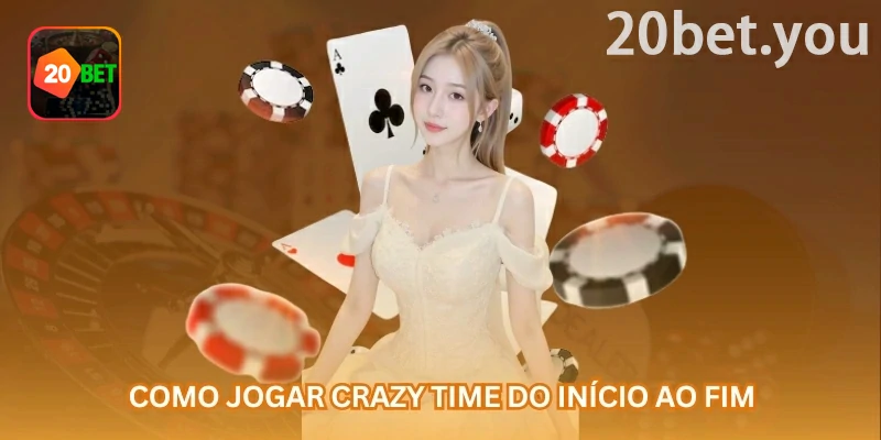 Tela da 20bet sobre Crazy Time, destacando cronômetro de apostas